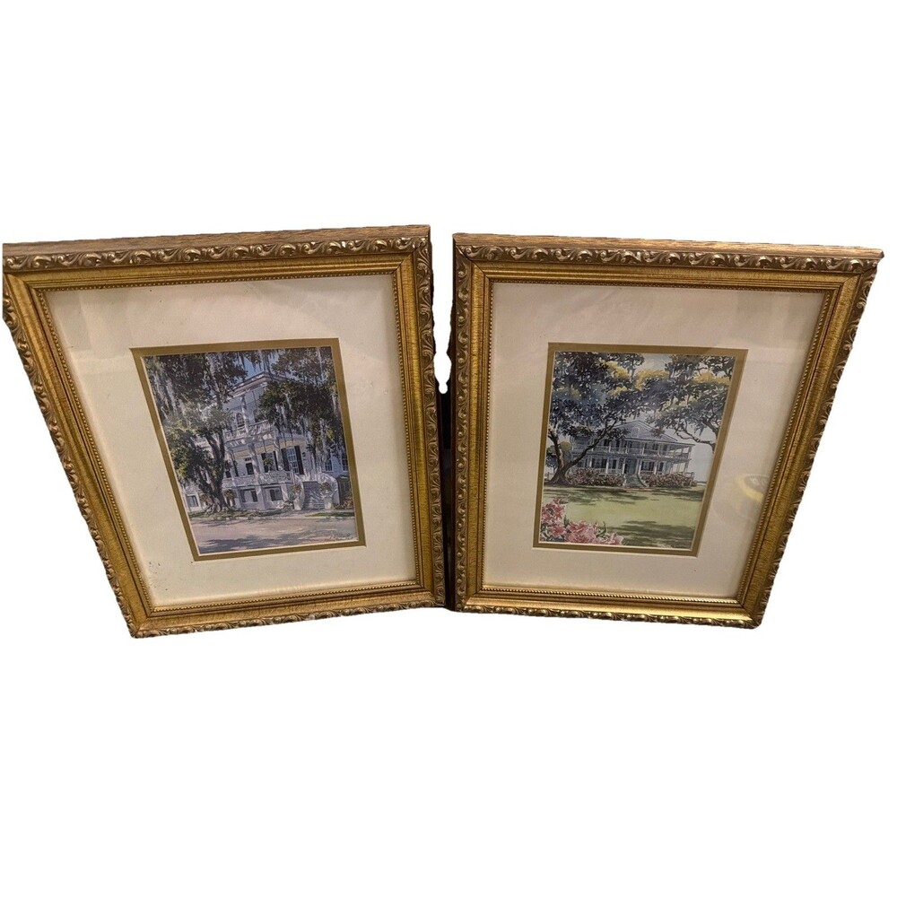 Nancy Ricker Rhett Framed Lowcountry Plantation House Prints Set Southern Art!
